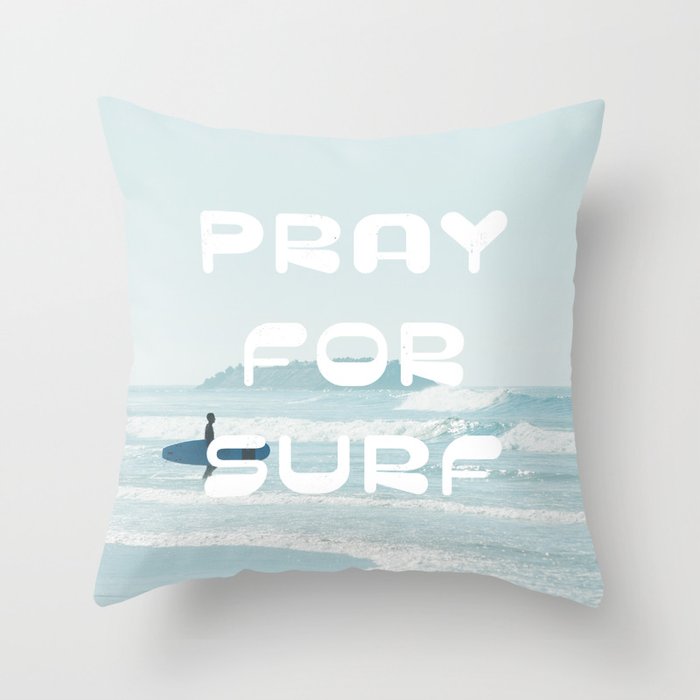 Pray For Surf Throw Pillow Gallery Image 1