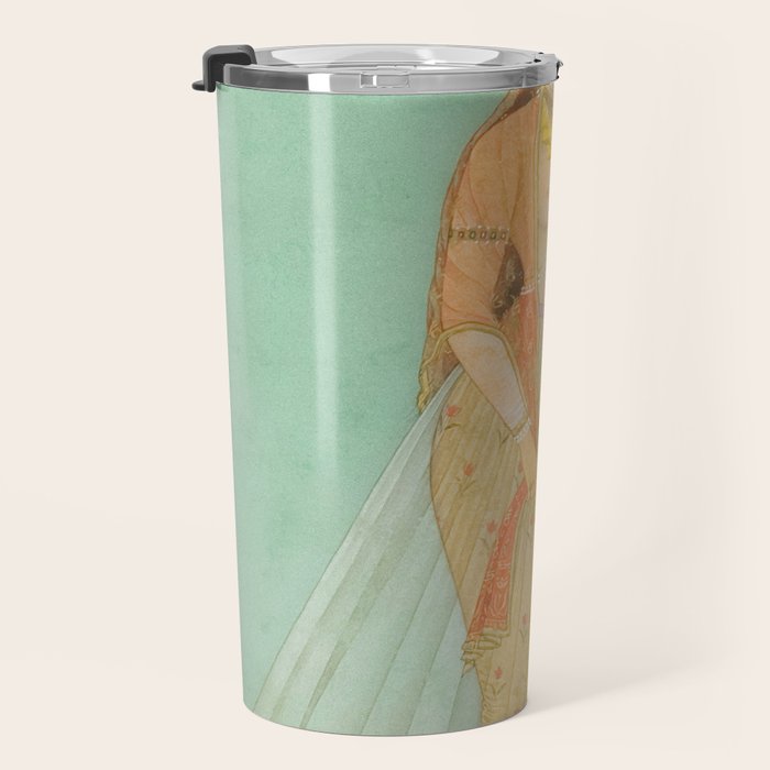 Artist Mughal Title Beauty Holding a Flower Place India Indian Miniature Painting  Travel Mug Gallery Image 3