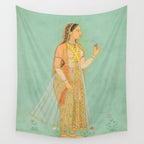 Artist Mughal Title Beauty Holding a Flower Place India Indian Miniature Painting  Wall Tapestry Gallery Image 4