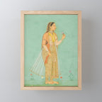 Artist Mughal Title Beauty Holding a Flower Place India Indian Miniature Painting  Mini Art Print Gallery Image 1