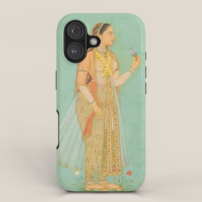 Artist Mughal Title Beauty Holding a Flower Place India Indian Miniature Painting  iPhone Case Gallery Image 1