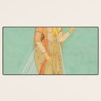 Artist Mughal Title Beauty Holding a Flower Place India Indian Miniature Painting  Desk Mat Gallery Image 3