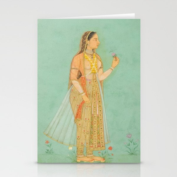 Artist Mughal Title Beauty Holding a Flower Place India Indian Miniature Painting  Stationery Card Gallery Image 2