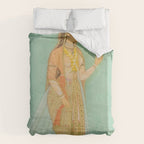 Artist Mughal Title Beauty Holding a Flower Place India Indian Miniature Painting  Duvet Cover Gallery Image 6