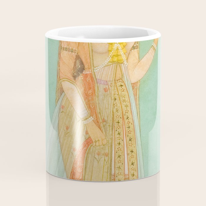 Artist Mughal Title Beauty Holding a Flower Place India Indian Miniature Painting  Coffee Mug Gallery Image 4