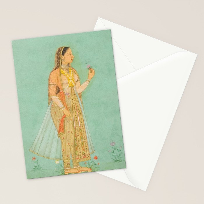 Artist Mughal Title Beauty Holding a Flower Place India Indian Miniature Painting  Stationery Card Gallery Image 2