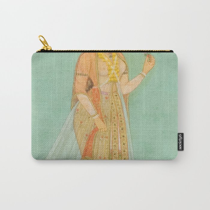 Artist Mughal Title Beauty Holding a Flower Place India Indian Miniature Painting  Carry All Pouch Gallery Image 1