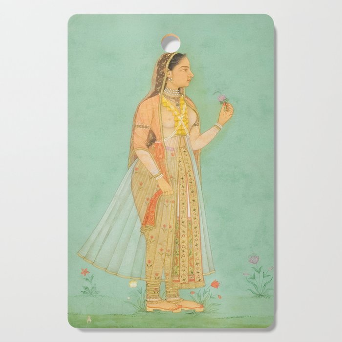 Artist Mughal Title Beauty Holding a Flower Place India Indian Miniature Painting  Cutting Board Gallery Image 1