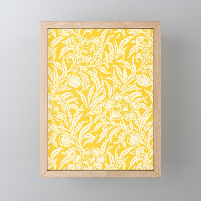 Vintage Yellow Floral Pattern Mini Art Print Gallery Image 1