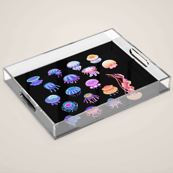 Jellyfish Day - dark Acrylic Tray Gallery Image 1
