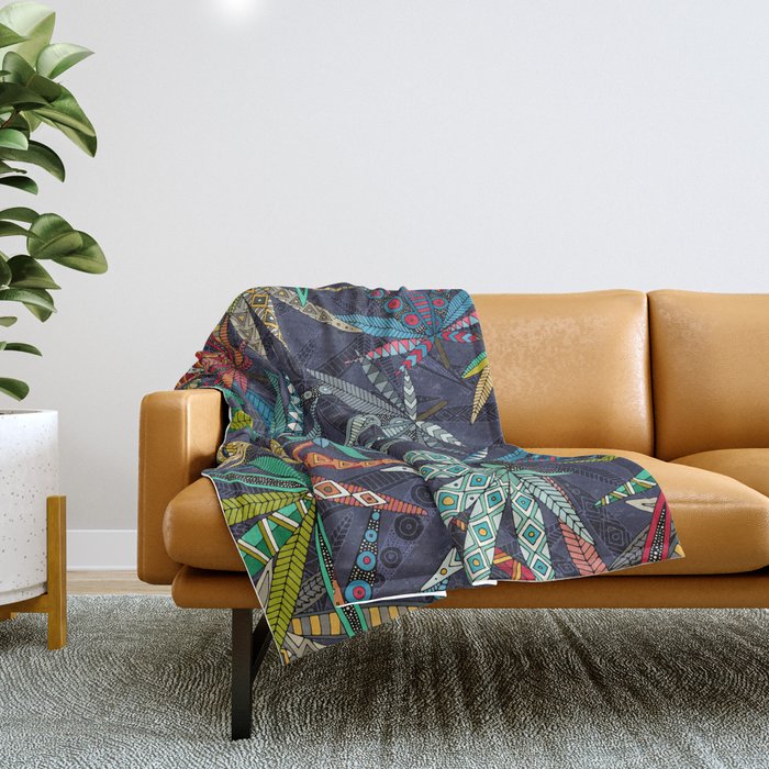boho weed midnight Throw Blanket Gallery Image 1