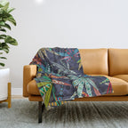 boho weed midnight Throw Blanket Gallery Image 1