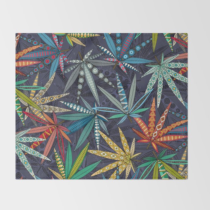 boho weed midnight Throw Blanket Gallery Image 2