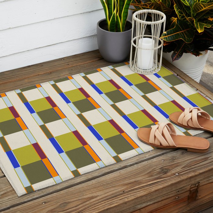 Multicolor Rectangles Outdoor Rug Gallery Image 2
