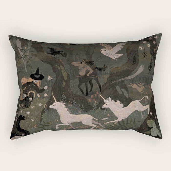 Spooky Forest with Ghosts Rectangular Pillow Gallery Image 2