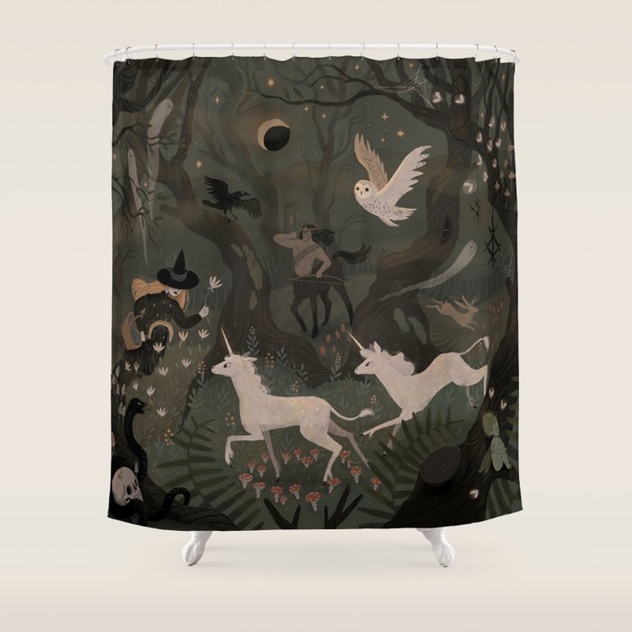 Spooky Forest with Ghosts Shower Curtain Gallery Image 1
