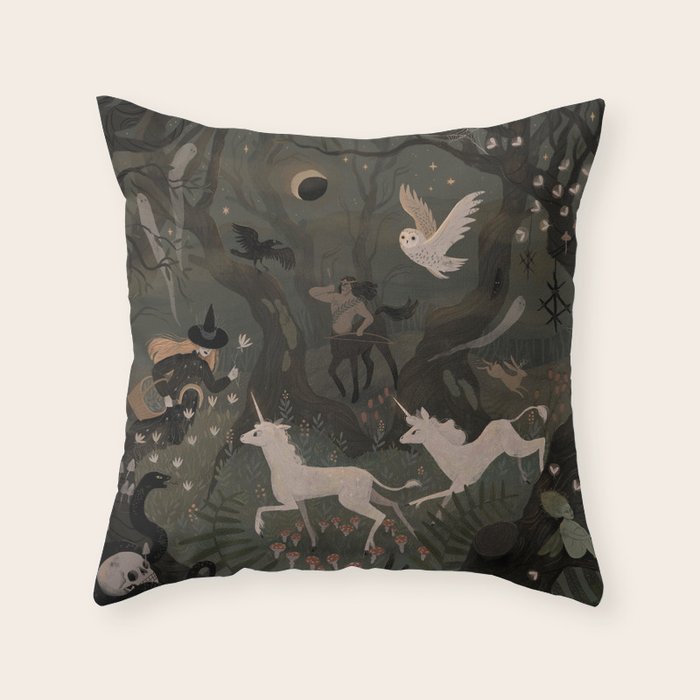 Spooky Forest with Ghosts Throw Pillow Gallery Image 6