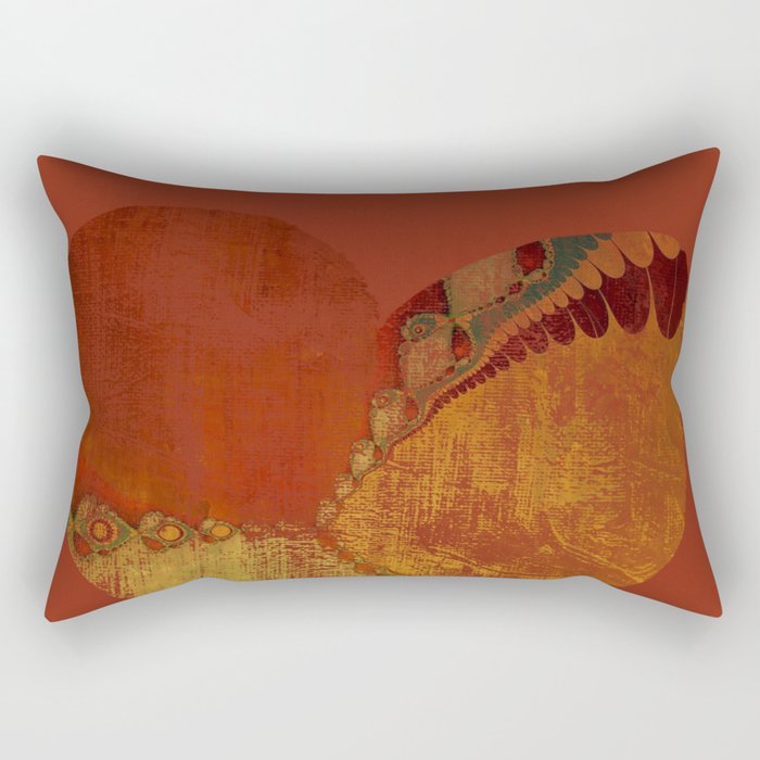 Southwestern Sunset Heart - grungy heart, copper orange ochre boho Rectangular Pillow Gallery Image 1
