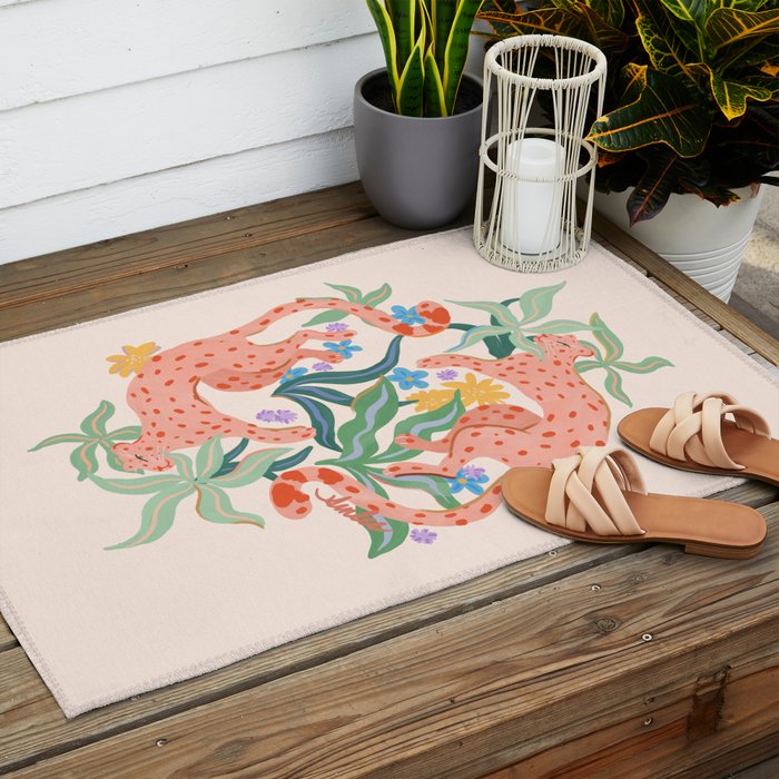 Blush Cheetahs  Outdoor Rug Gallery Image 2