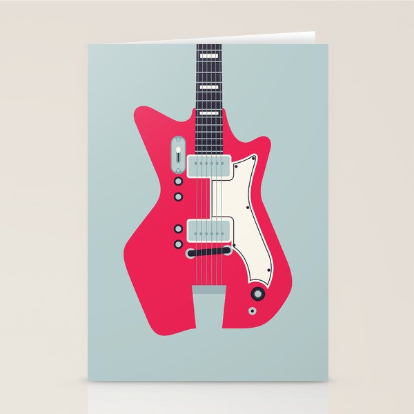 Retro 60s Surf Rock Electric Guitar - Slate Stationery Card Gallery Image 2