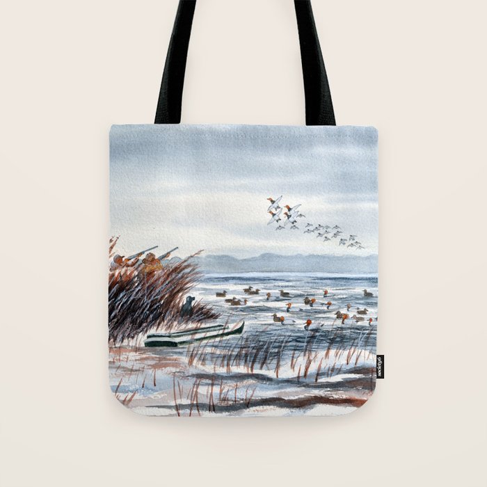 Duck Hunting For Canvasbacks Tote Bag Gallery Image 1