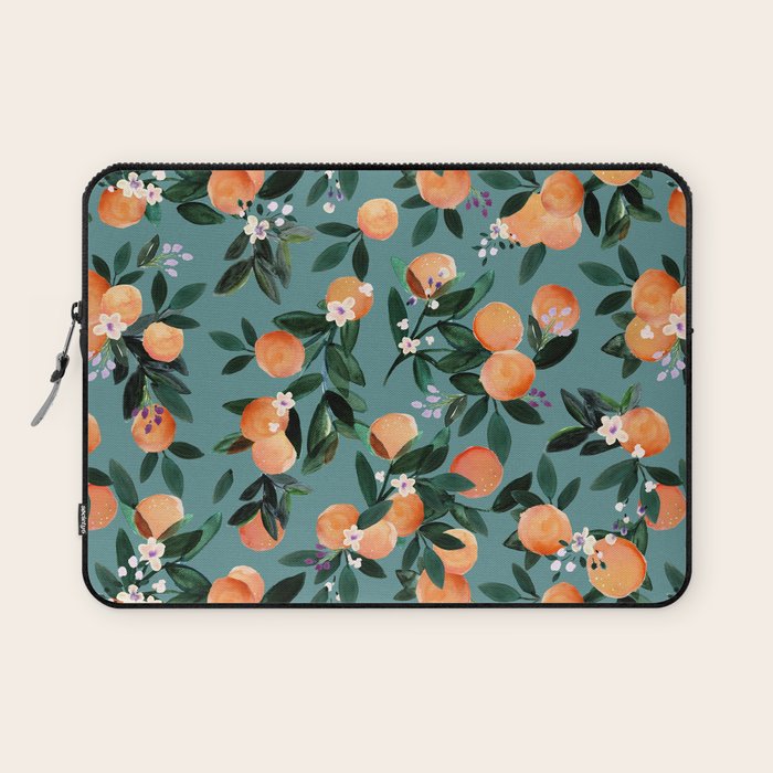 Dear Clementine - oranges teal by Crystal Walen Laptop Sleeve Gallery Image 1