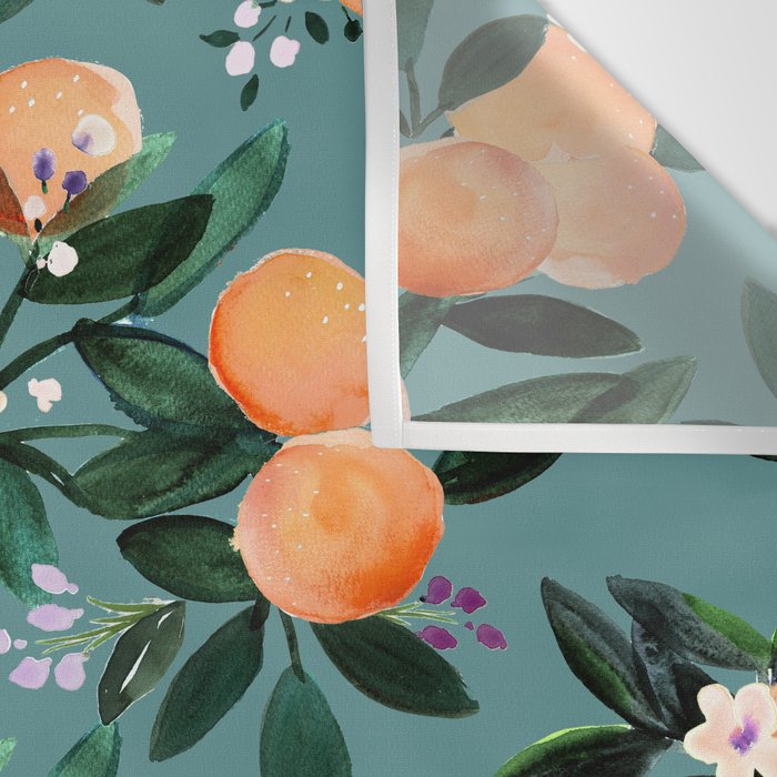 Dear Clementine - oranges teal by Crystal Walen Wall Tapestry Gallery Image 3