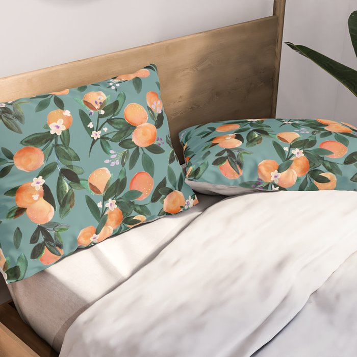Dear Clementine - oranges teal by Crystal Walen Pillow Sham Gallery Image 2
