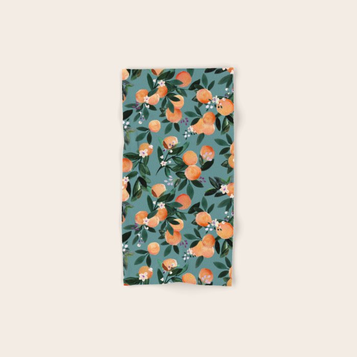 Dear Clementine - oranges teal by Crystal Walen Bath Towel Gallery Image 1