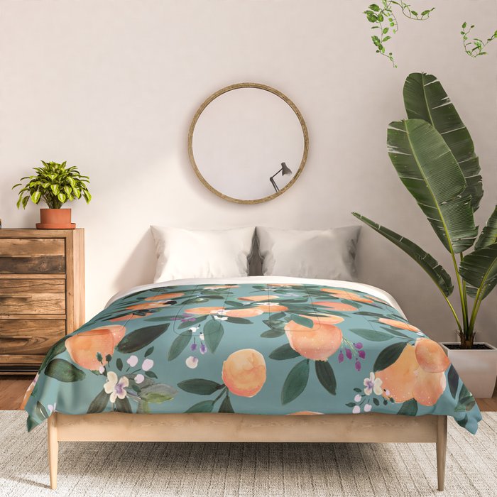 Dear Clementine - oranges teal by Crystal Walen Comforter Gallery Image 3