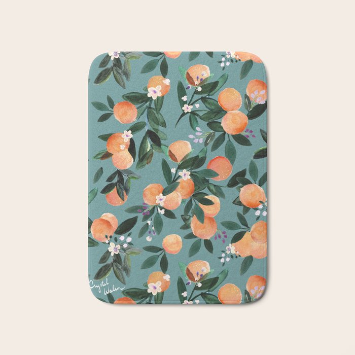 Dear Clementine - oranges teal by Crystal Walen Bath Mat Gallery Image 1