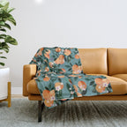 Dear Clementine - oranges teal by Crystal Walen Throw Blanket Gallery Image 1