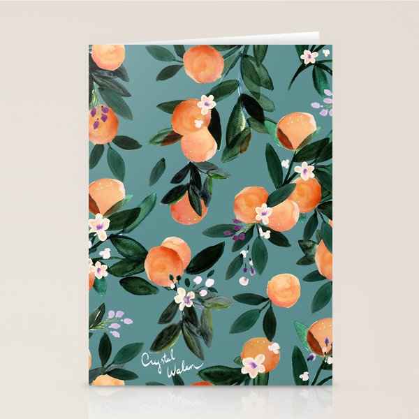 Dear Clementine - oranges teal by Crystal Walen Stationery Card Gallery Image 1
