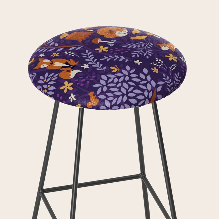 Foxes Playing in a Purple Forest Stool Gallery Image 2