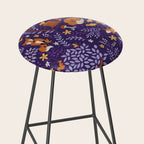 Foxes Playing in a Purple Forest Stool Gallery Image 2