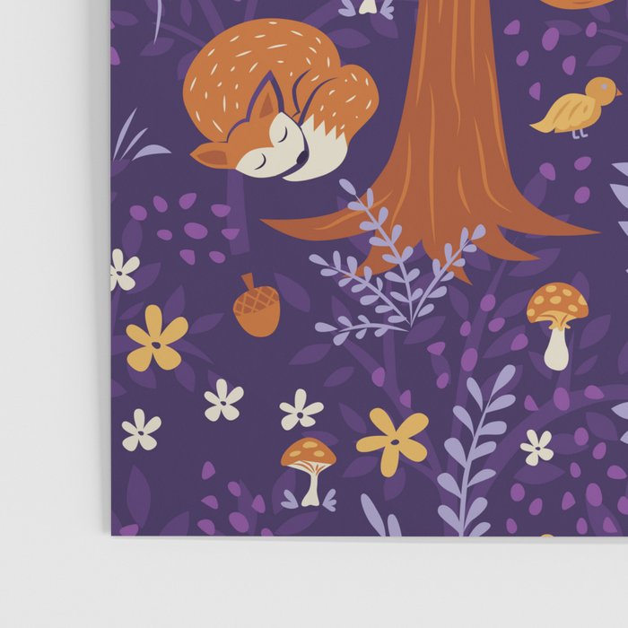 Foxes Playing in a Purple Forest Poster Gallery Image 3