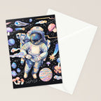 Spaceman Fungi Planets - black Stationery Card Gallery Image 2