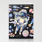 Spaceman Fungi Planets - black Stationery Card Gallery Image 2