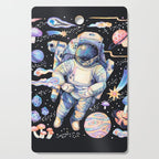 Spaceman Fungi Planets - black Cutting Board Gallery Image 1