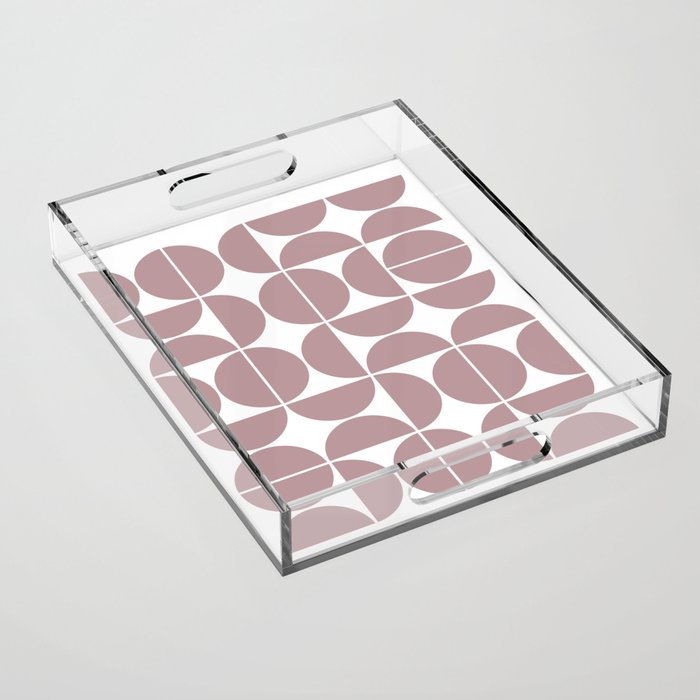 Mid Century Modern Geometric 04 Dusty Pink Acrylic Tray Gallery Image 1