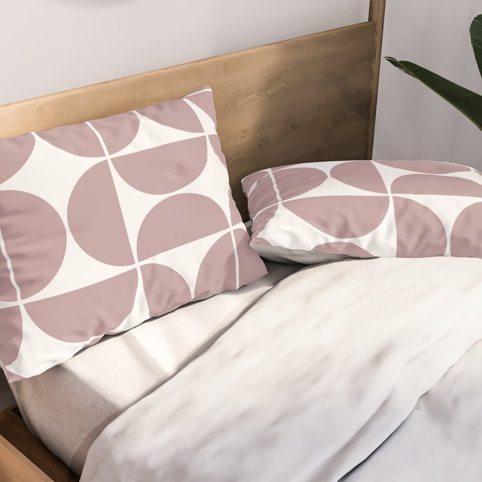 Mid Century Modern Geometric 04 Dusty Pink Pillow Sham Gallery Image 2