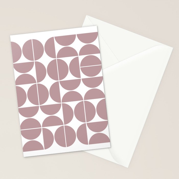 Mid Century Modern Geometric 04 Dusty Pink Stationery Card Gallery Image 2