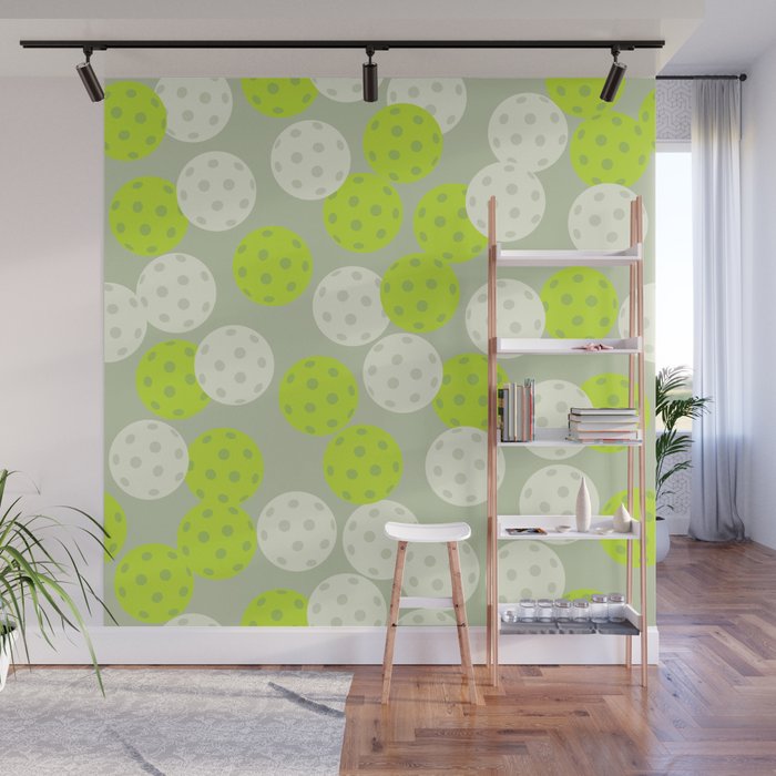 Pickleball Ball Pattern Wall Mural Gallery Image 1