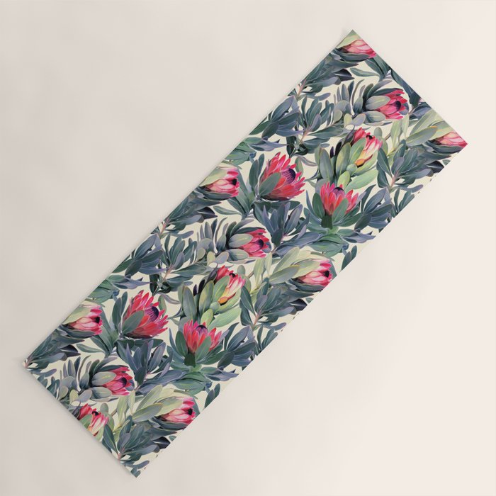 Painted Protea Pattern Yoga Mat Gallery Image 1