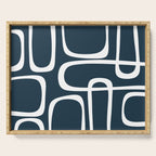 Midcentury Modern Retro Loops in White and Navy Blue Serving Tray Gallery Image 1