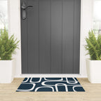 Midcentury Modern Retro Loops in White and Navy Blue Welcome Mat Gallery Image 3