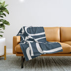 Midcentury Modern Retro Loops in White and Navy Blue Throw Blanket Gallery Image 1