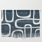 Midcentury Modern Retro Loops in White and Navy Blue Wall Hanging Gallery Image 1