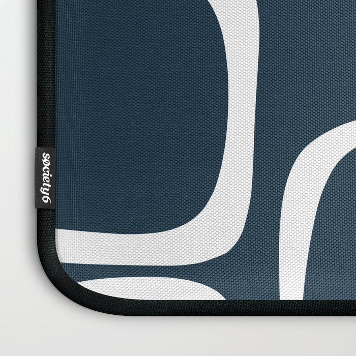 Midcentury Modern Retro Loops in White and Navy Blue Laptop Sleeve Gallery Image 3