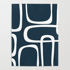 Midcentury Modern Retro Loops in White and Navy Blue Poster Gallery Image 4